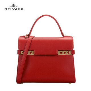 DELVAUX Tempete系列包包女包奢侈品单肩斜挎手提包中号手袋 猩红色