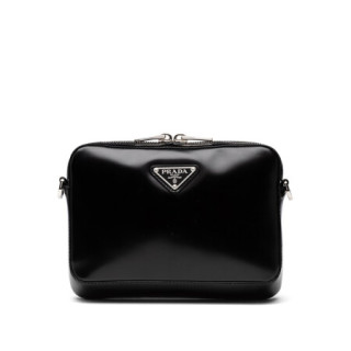 普拉达prada女士黑色皮革亮面皮革单肩包1bh180vn8ozo6f0002