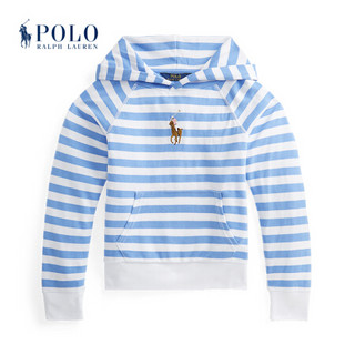 Ralph Lauren/拉夫劳伦女童 21年春条纹棉质毛圈布连帽衫RL35411 400-蓝色 XL