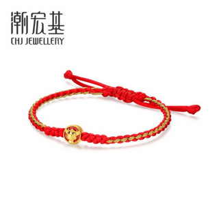 潮宏基 CHJ JEWELLERY 有福气 足金黄金转运珠手绳生肖牛本命年女款定价 SCG30003412 吉星福牛