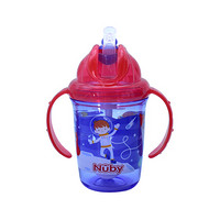 美国努比（Nuby）儿童水杯吸管杯宝宝学饮杯婴儿饮水杯牛奶杯 重力球水杯-红色太空人紫色美人鱼 红色