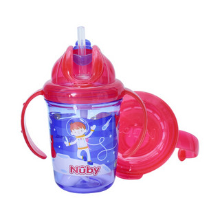 美国努比（Nuby）儿童水杯吸管杯宝宝学饮杯婴儿饮水杯牛奶杯重力球水杯蓝色太空人魔术杯杯组240ml 美人鱼
