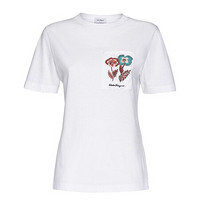 Ferragamo菲拉格慕女装T恤短袖花卉刺绣口袋圆领时尚休闲 XS