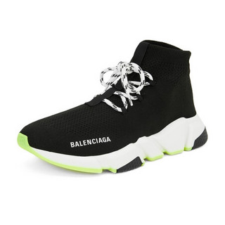 巴黎世家 BALENCIAGA 男士Speed系列黑色针织logo印花绑带超轻运动袜子鞋 587289 W1704 1016 40