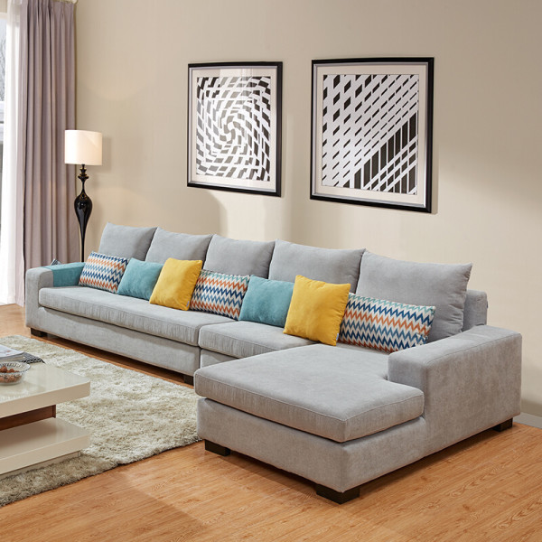 左右布艺沙发 可拆洗棉麻布沙发 大小户型北欧客厅 转角贵妃组合 dzy