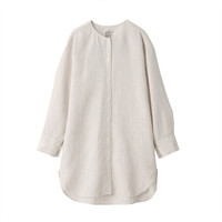 無印良品  無印良品 MUJI 女士长袖衬衫 BCJ08C1S 象牙色条纹 M-L