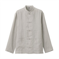 無印良品 無印良品 MUJI 男女款长袖衬衫 ACA32C1S 浅灰色 XXS-XS
