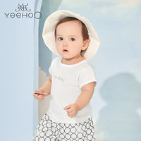 英氏婴儿T恤夏季新款纯棉印花套头打底休闲上衣短袖 YRTCJ20024A01 120cm 白