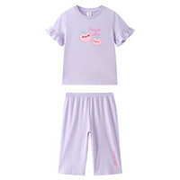 安奈儿童装女童短袖套装2021夏新款 海芋紫 150cm