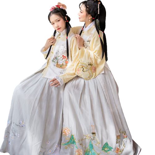 轻汉坊 明制汉服 与喵来 女士比甲立领上袄一片式下裙 4.5米摆 XS