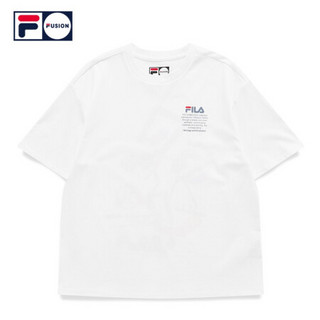 FILA FUSION斐乐女子短袖衫2021春夏新款个性涂鸦休闲圆领宽松T恤 T11W121103F 标准白-WT（宽松版型，建议拍小一码） 160/80A/S