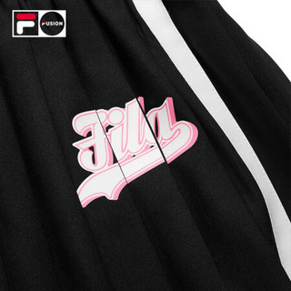 FILA FUSION 斐乐潮牌女子半身裙2021春夏新款时尚运动少女百褶裙 T11W122307F 深黑-BK 160/62A/S