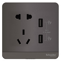 Schneider Electric 施耐德电气 AvatarOn绎尚系列 E83426102USB_SL 五孔带双USB插座 荧光灰色