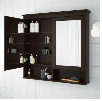 HEMNES 汉尼斯 双门镜柜 黑褐色 103x16x98 厘米