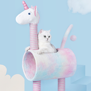 zeze独角兽猫爬架小型猫树猫架子猫窝一体别墅通天柱猫跳台猫爬柱