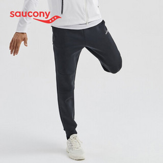 Saucony索康尼 2021新品 男子跑步训练针织长裤 束脚抽绳运动裤379929100043 黑色 S