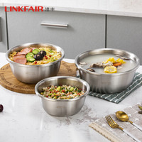 LINKFAIR 凌丰 304不锈钢盆加厚加深汤盆汤碗洗菜盆和面盆沙拉盆调料盆多功能料理盆 32cm