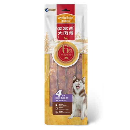 麦富迪 狗零食磨牙棒 鸭肉牛皮卷420g