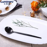 乐美雅(Luminarc)家用耐高温白玉玻璃钢化玻璃微波炉可用欧式盘深盘 露特莎34cm鱼盘 单只装
