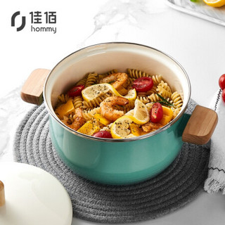 佳佰 搪瓷汤锅 煲汤煮粥锅 煮面小汤锅 奶盖系列双耳20cm 约2.9升