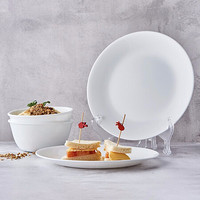 康宁餐具（CORELLE）美国进口玻璃餐具碗盘子套装 中西式餐具耐热玻璃陶瓷4件套 终身质保 纯白4件套