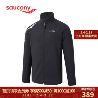 Saucony索康尼 新品 男子拉链运动针织开衫跑步外套男380029110257 黑色 L