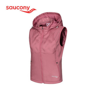 Saucony索康尼 秋冬新品  女子保暖轻便羽绒马甲 380028110231 灰红 XL