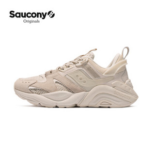 Saucony索康尼 2021新品GRAM 9000女子经典复古休闲鞋 时尚潮流老爹鞋S69000 米色-1 35.5