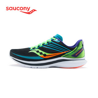 Saucony索康尼 2021新 KINVARA菁华12 男子轻量竞速跑步鞋缓震减震跑鞋S20619 黑彩兰-25 44.5