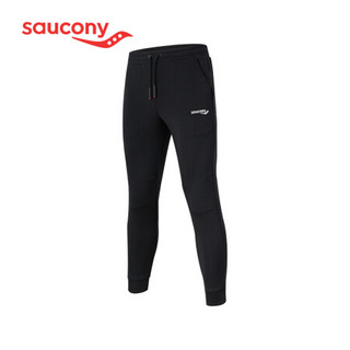 Saucony索康尼 2021新品 男子跑步训练针织长裤 束脚抽绳运动裤379929100043 黑色 L