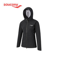 Saucony索康尼 2021新品 女子运动跑步防泼水外套连帽拉链双层夹克379928100044 黑 XS