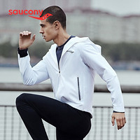 Saucony索康尼 2021新品 男子运动跑步外套 防泼水连帽双层夹克379929100036 白 XS
