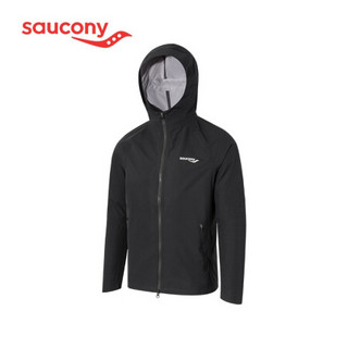 Saucony索康尼 2021新品 男子运动跑步外套 防泼水连帽双层夹克379929100036 黑 XS