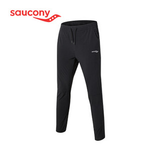 Saucony索康尼 2021新品 男子通勤休闲运动梭织长裤 松紧系带运动裤379929100127 黑色 L