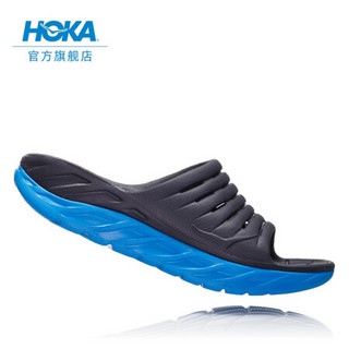 HOKA ONE ONE男Ora Recovery休闲运动舒缓拖鞋厚底减震支撑 乌黑色/ 湖蓝色 US 8 /260mm