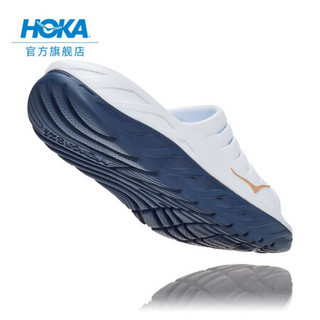 HOKA ONE ONE男Ora Recovery休闲运动舒缓拖鞋厚底减震支撑 白色/靛蓝 US 12/300mm