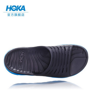 HOKA ONE ONE男Ora Recovery休闲运动舒缓拖鞋厚底减震支撑 乌黑色/ 湖蓝色 US 8 /260mm