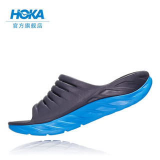 HOKA ONE ONE男Ora Recovery休闲运动舒缓拖鞋厚底减震支撑 乌黑色/ 湖蓝色 US 8 /260mm