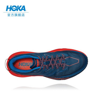 HOKA ONE ONE男飞速羚羊4越野跑步鞋 缓震支撑运动鞋 珐琅蓝 / 中国红 US 10.5 /285mm