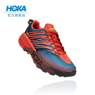 HOKA ONE ONE男飞速羚羊4越野跑步鞋 缓震支撑运动鞋 假日红/普蓝色(宽楦) US 8 /260mm