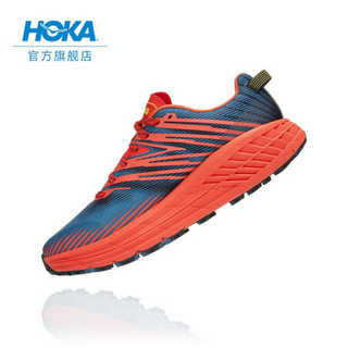 HOKA ONE ONE男飞速羚羊4越野跑步鞋 缓震支撑运动鞋 假日红/普蓝色(宽楦) US 9 /270mm