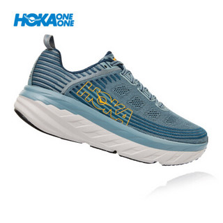 HOKA ONE ONE男邦代6缓冲轻便公路跑步鞋Bondi6耐磨舒适轻便运动鞋 铅灰 / 珐琅蓝 US 9.5 /275mm