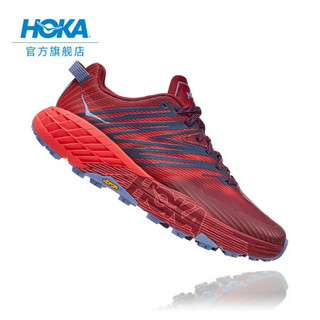 HOKA ONE ONE女飞速羚羊4越野跑步鞋缓冲支撑耐磨运动鞋 酒红/亮红 US 5/ 220mm