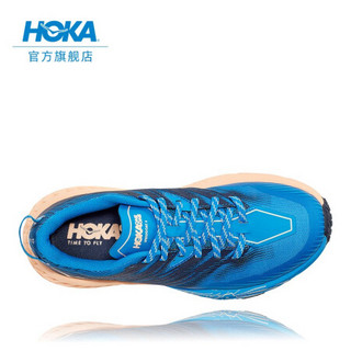 HOKA ONE ONE女飞速羚羊4越野跑步鞋缓冲支撑耐磨运动鞋 靛蓝/白杏色 US 5.5/ 225mm