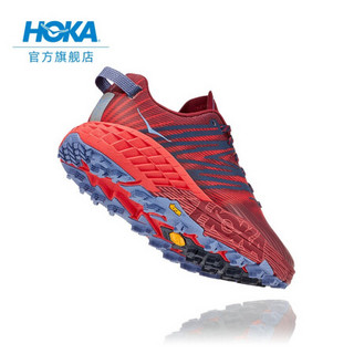 HOKA ONE ONE女飞速羚羊4越野跑步鞋缓冲支撑耐磨运动鞋 酒红/亮红 US 5/ 220mm