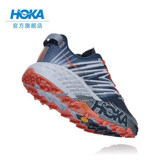 HOKA ONE ONE女飞速羚羊4越野跑步鞋缓冲支撑耐磨运动鞋 珐琅蓝 / 石楠色(宽楦) US 5/ 220mm