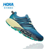 HOKA ONE ONE女飞速羚羊4越野跑步鞋缓冲支撑耐磨运动鞋 普蓝色 / 浅绿色 (宽楦） US 9/ 260mm