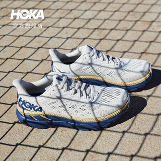 HOKA ONE ONE男克利夫顿7减震公路跑步鞋Clifton7防滑轻便运动鞋 靛蓝/豆腐白 7.5/255mm