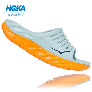 HOKA ONE ONE女奥拉2休闲运动舒缓拖鞋Ora Recovery厚底缓冲支撑 雾霭蓝/万寿菊橙 US 7/ 240mm