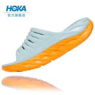 HOKA ONE ONE女奥拉2休闲运动舒缓拖鞋Ora Recovery厚底缓冲支撑 雾霭蓝/万寿菊橙 US 7/ 240mm